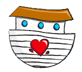 Cartoon boat with heart and windows